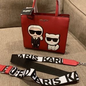 Karl Lagerfeld Maybelle Satchel Crimson NEW!